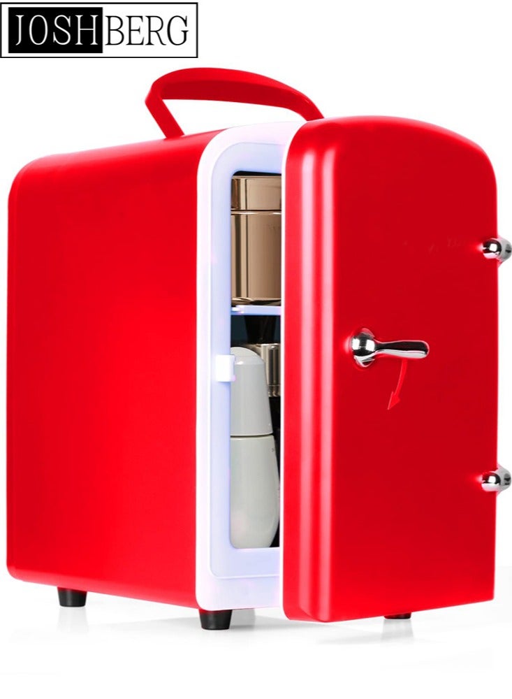 جوشبيرغ ثلاجة صغيرة، سعة 4 لتر/6 علب للعناية بالبشرة لغرفة النوم، والسكن الجامعي، والسيارة، والمكتب، وثلاجة صغيرة مدمجة، ومبرد وسخان حراري كهربائي - Image 1